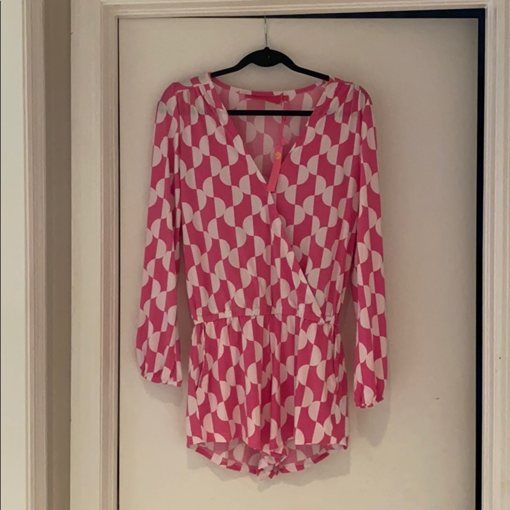 Pink & White Long Sleeve Romper